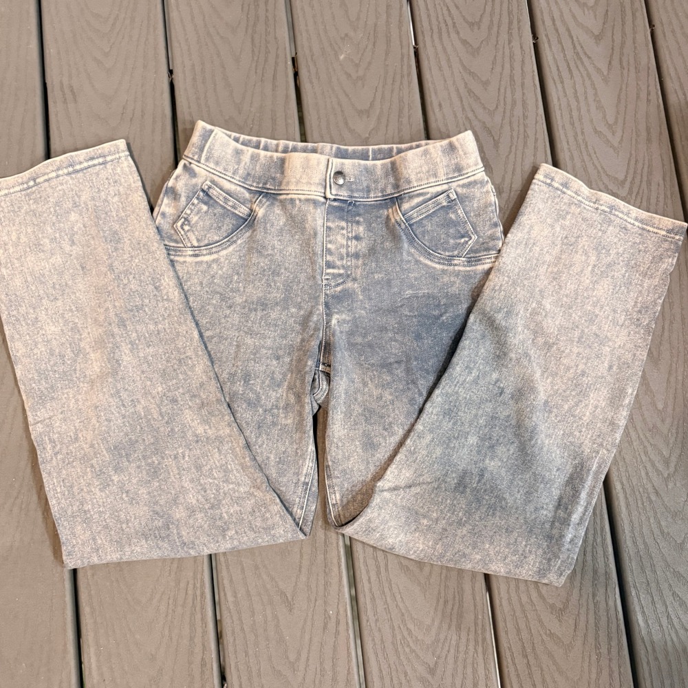 HUE Denim Leggings Womens S Blue Acid Wash Stretch Pull On Skinny Jeggings